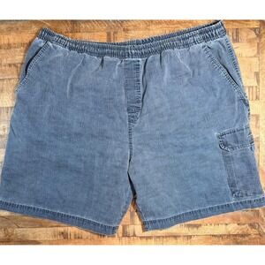 Big Dogs Mens 1X Blue Cotton Crosshatch Elastic Waist Cargo Shorts Drawstring